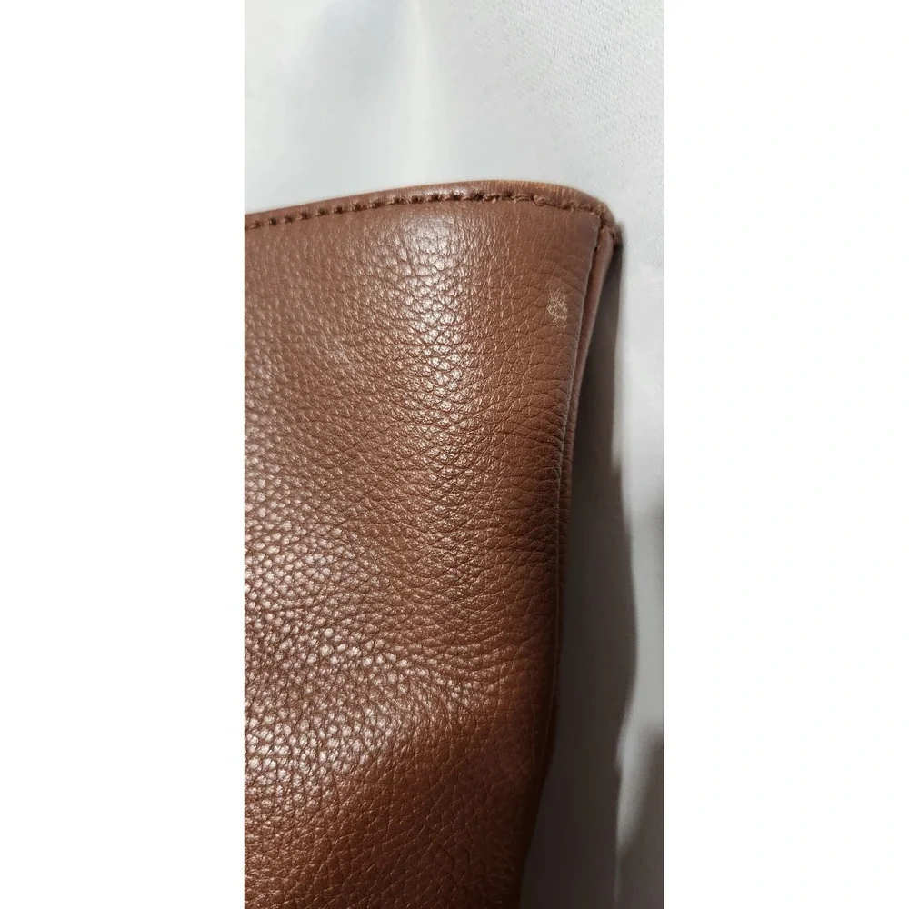Lucky Brand Cognac Brown Pebbled Leather Tote Bag with Tassel and Clover Charm